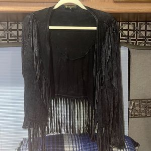 NWOT Lil Bees bohemian fringe over shirt